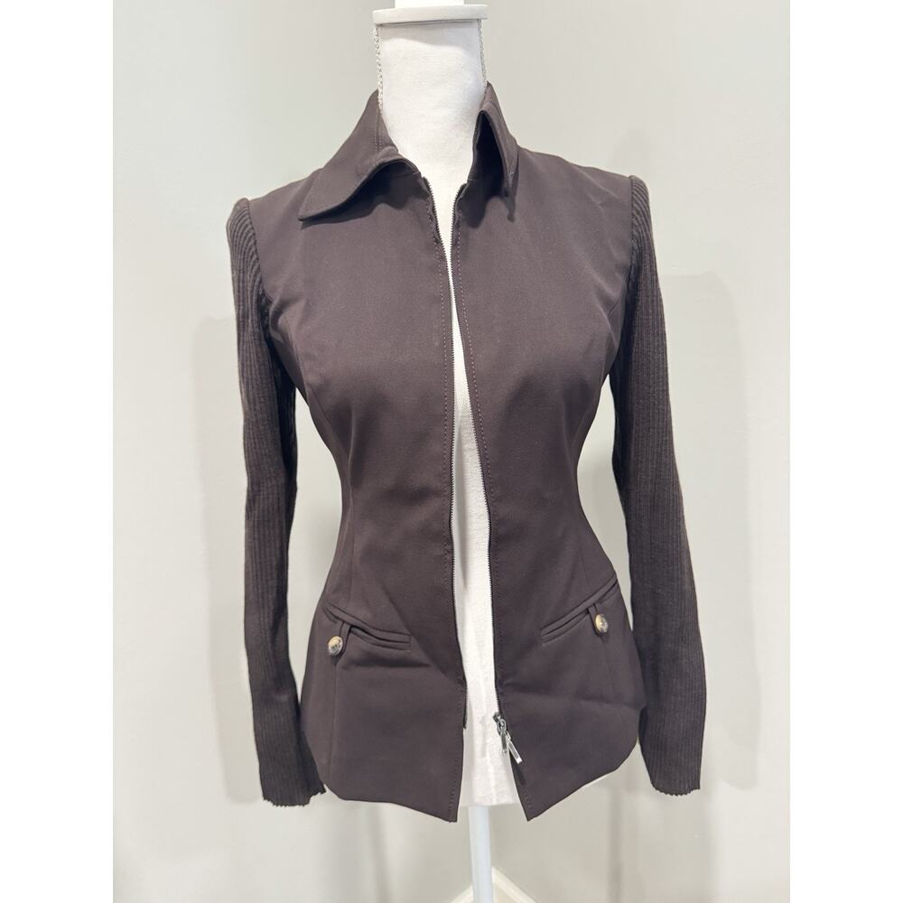Piazza Sempione Italian Long Sleeve Wool Brown Blazer Coat Size 38 IT